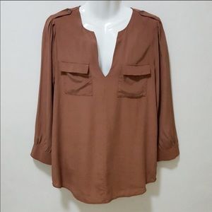 Joie silk brown copper blouse size M